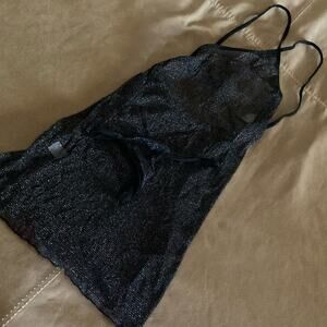 Sexy Bling Mesh Baby Doll Chemise Thong Dress